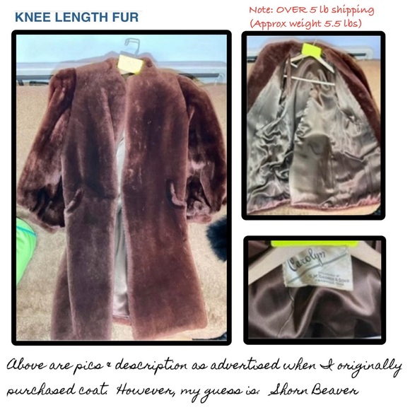 FAB ESTATE FIND VTG SHORN BEAVER FUR KNEE LENGTH COAT BALLOON CUFF BISHOP SLEEVE - Picture 2 of 4